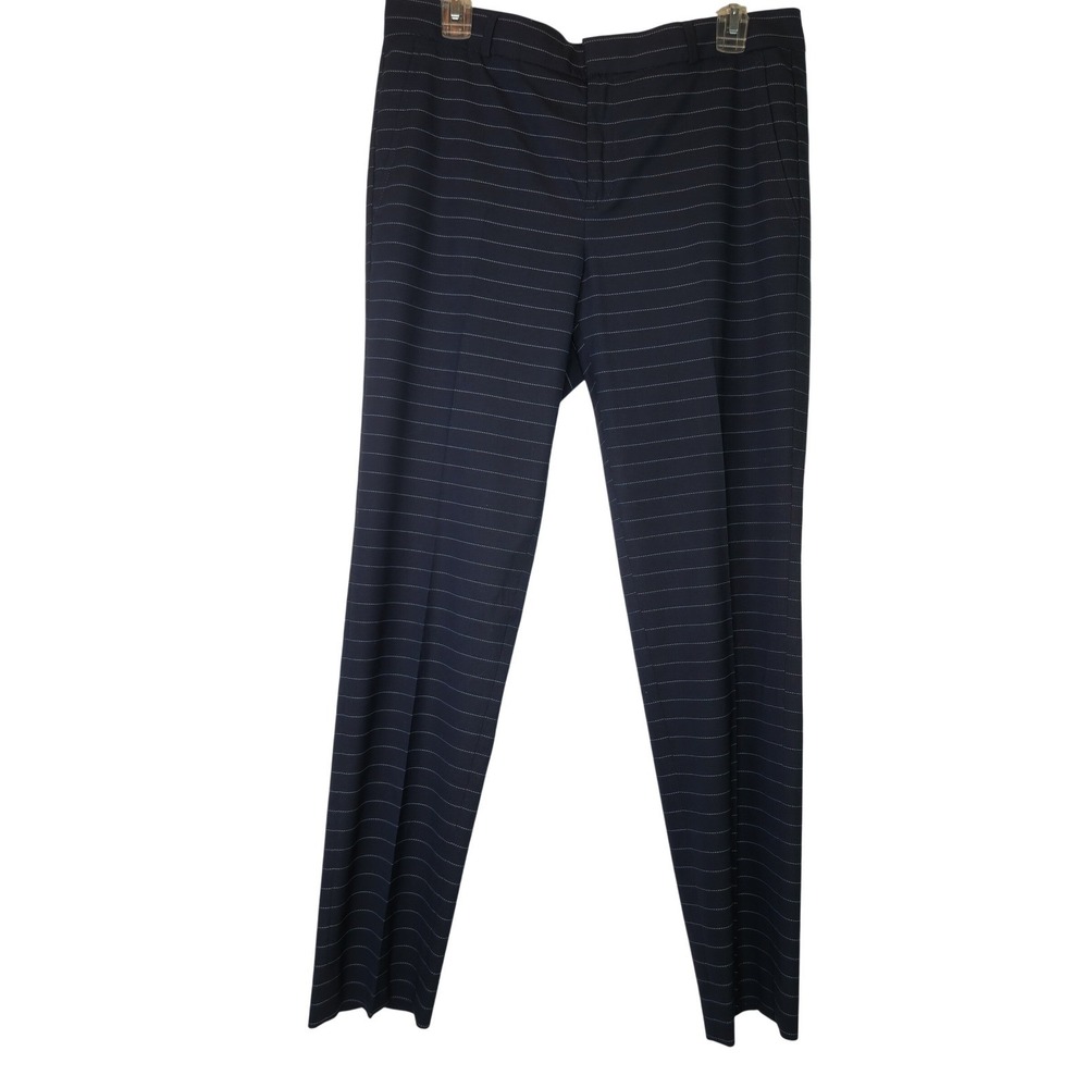 Banana‎ Republic Womens Navy Blue Horizontal Pinstripe Straight Leg Pants Size 8 - Picture 2 of 8